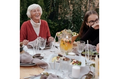 Older women eating vegetables.